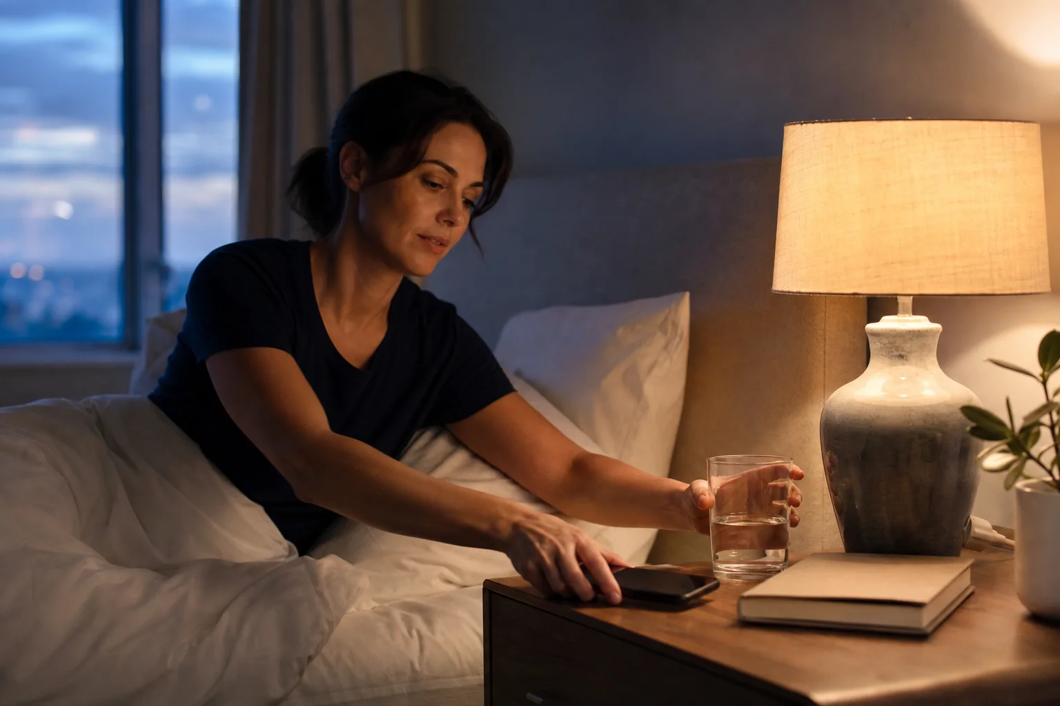 Person making a realistic health-supporting evening routine adjustment